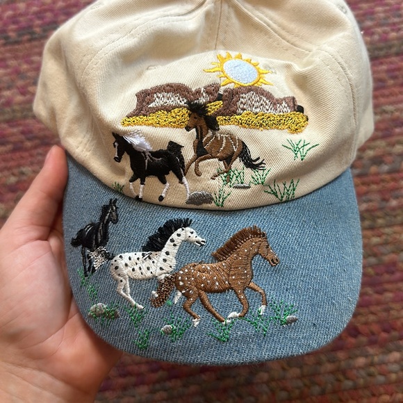 SOLD VTG CREAM HORSE GIRL EMBROIDERED WESTERN EQUESTRIAN HAT - Picture 7 of 7